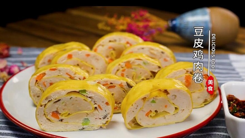 豆皮鸡肉卷